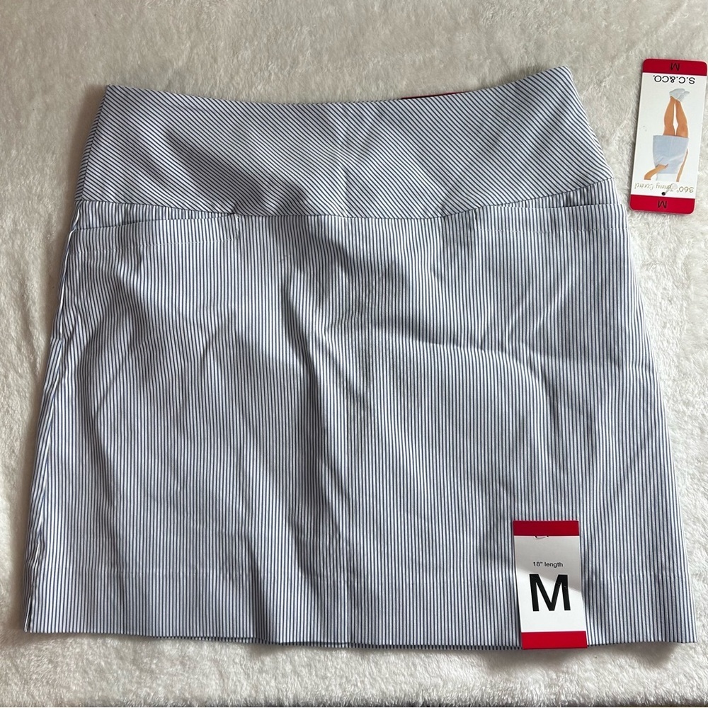 S.C. & Co. Women’s Blue Striped Tummy Control Stretch Skirt Skort Size M NWT